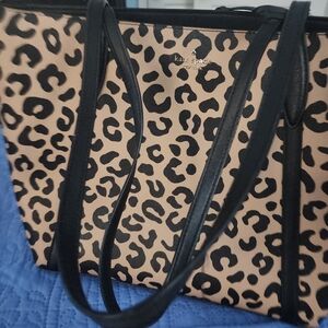 kate spade Leopard-Print Tote in Beige and Black